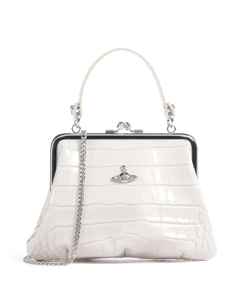 Vivienne Westwood Granny Frame Embossed Croc Sac à main pearl white
