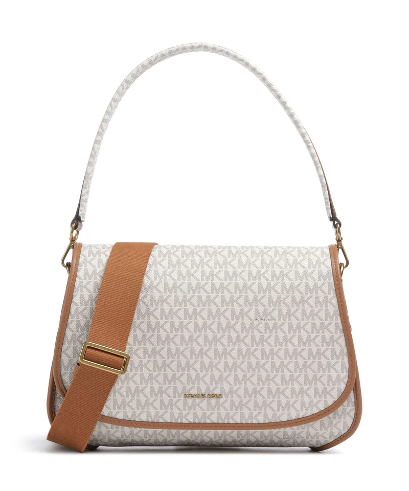 Michael Kors Holmes Medium Sac porté épaule vanilla/acorn