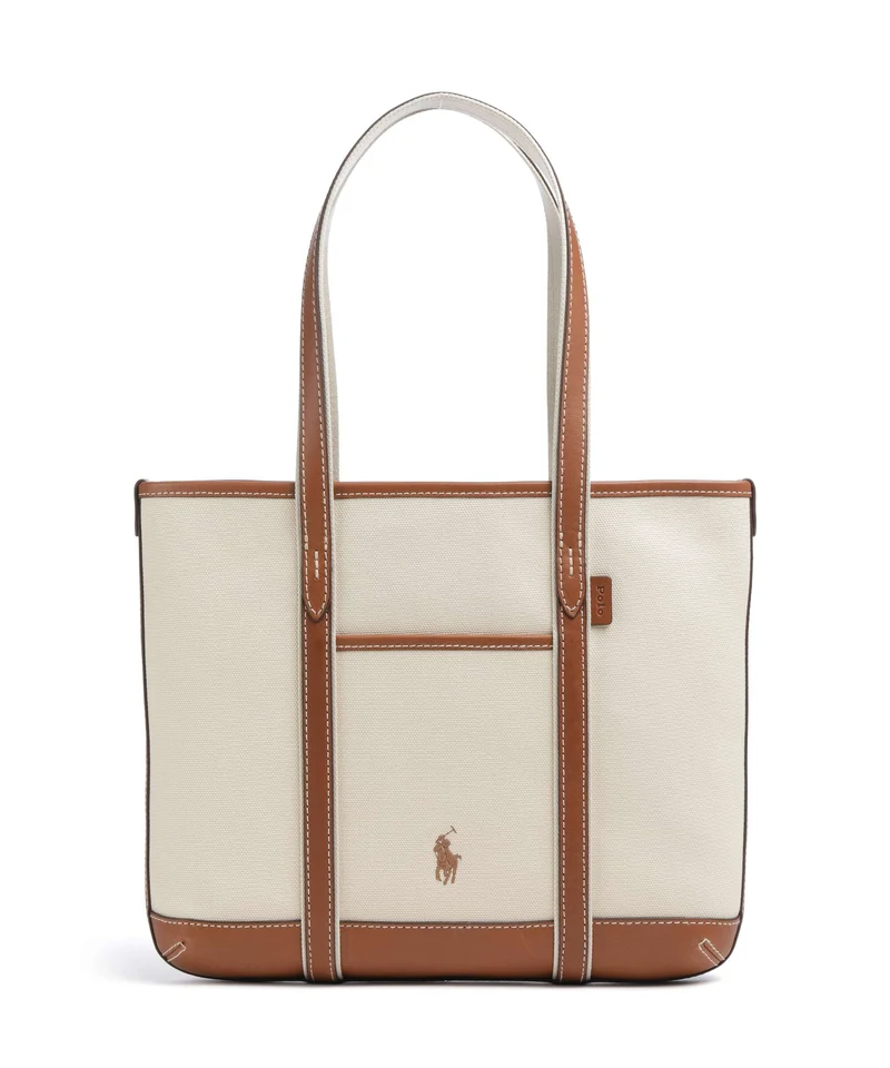 Polo Ralph Lauren Canvas Small Cabas ecru/cuoio