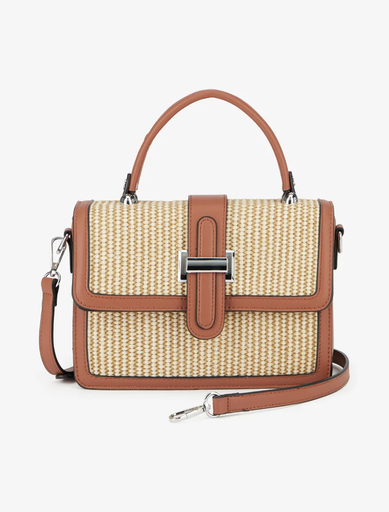 Sac besace effet tressé - Camel