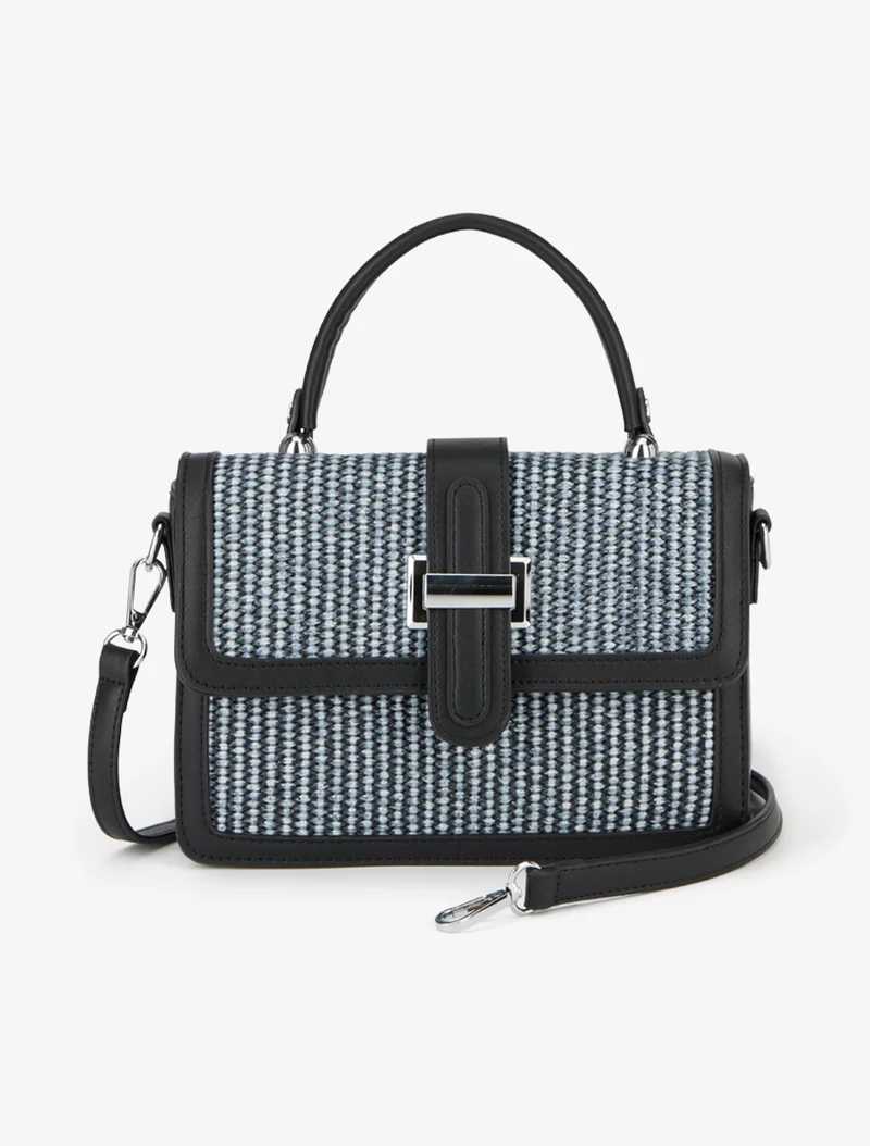 Sac besace effet tressé - Noir