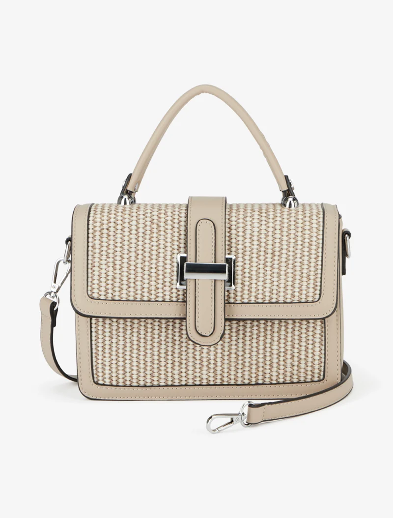 Sac besace effet tressé - Taupe