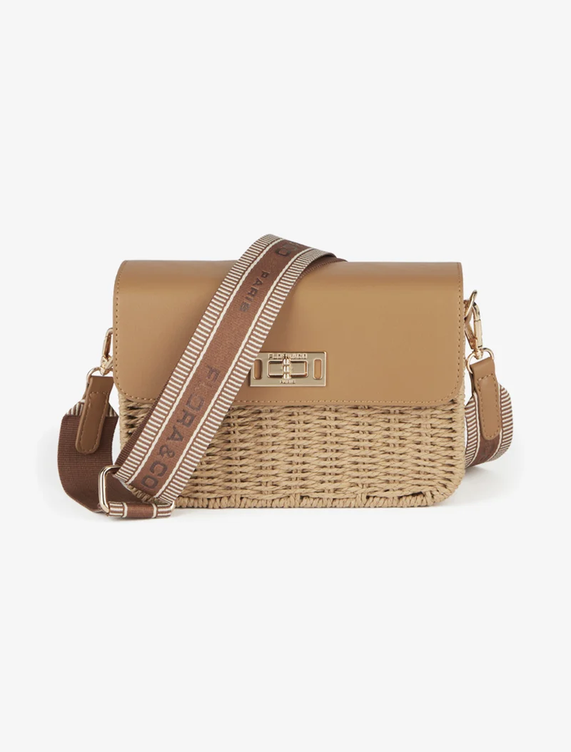 Sac besace effet raphia - Camel