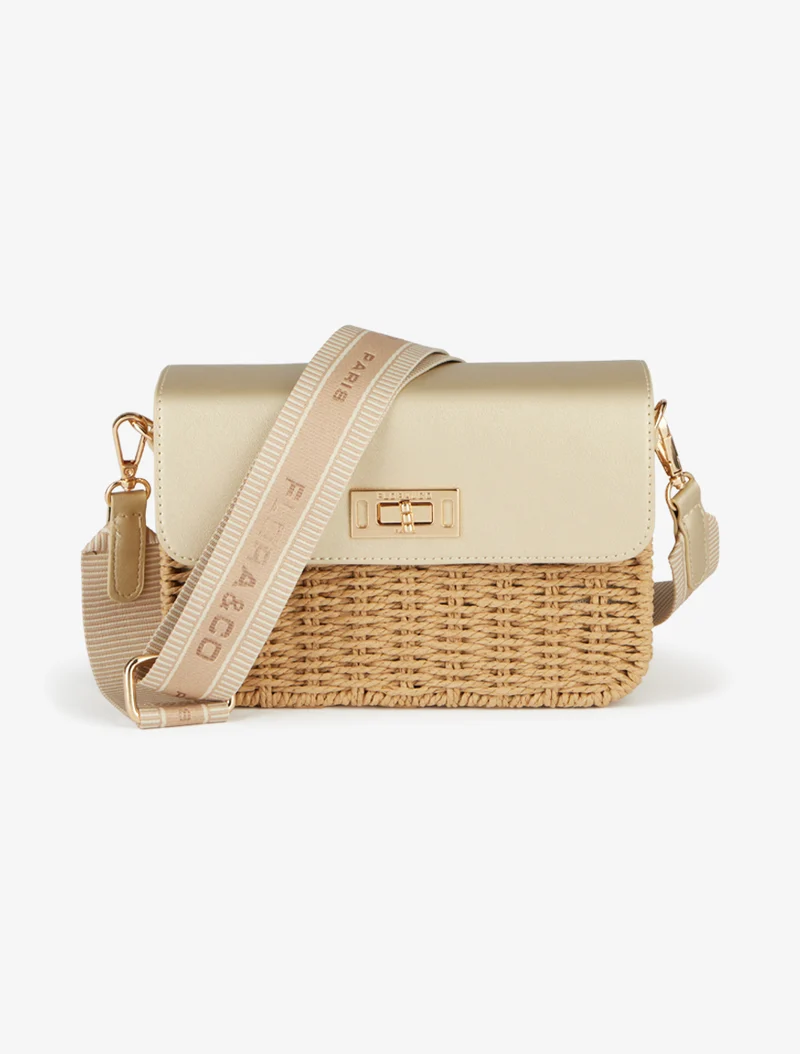Sac besace Amandine effet raphia - Or