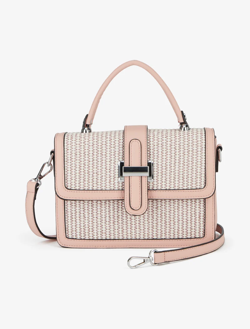 Sac besace Erica effet tressé - Rose