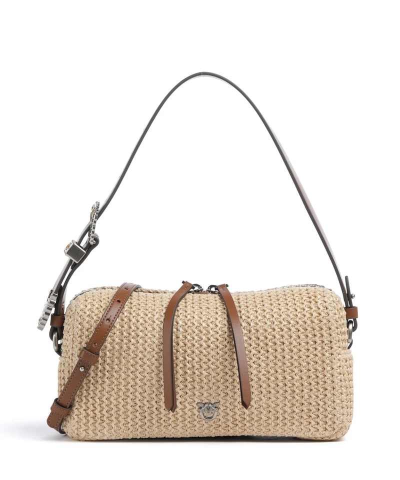 Pinko Sac porté épaule paglia/cuoio/old silver
