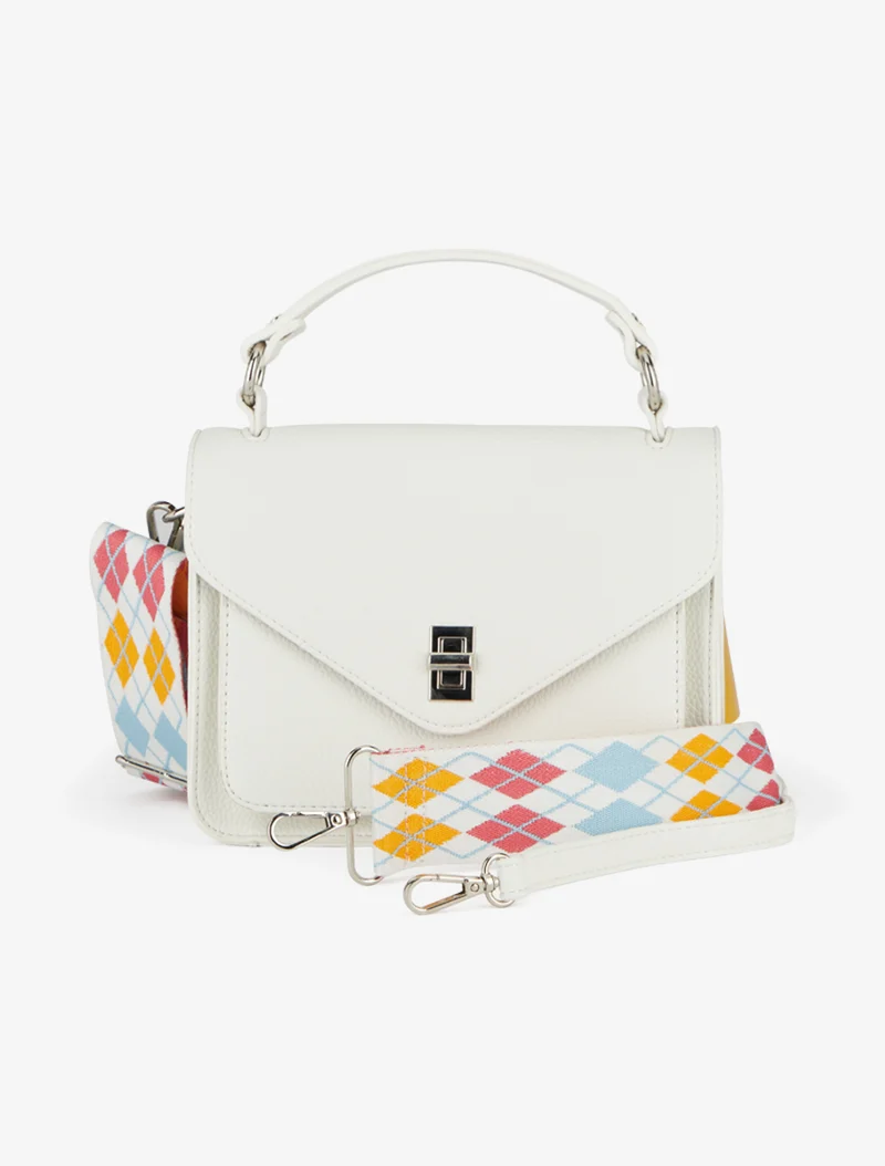 Sac besace Andie simili grainé - Blanc