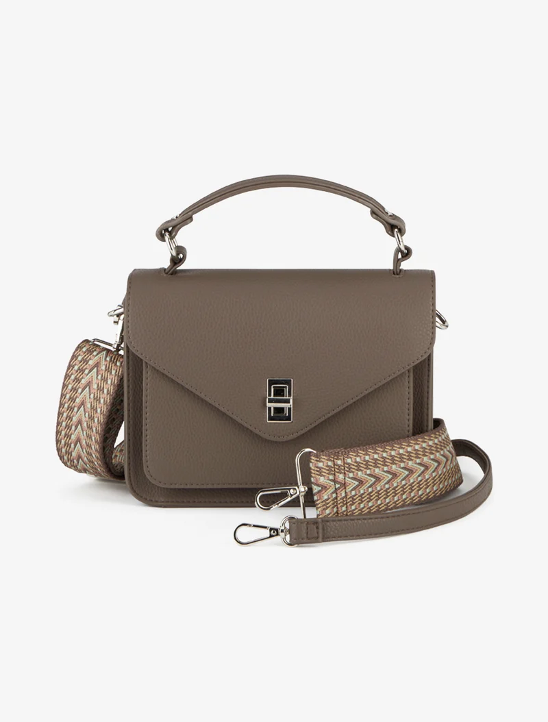 Sac besace Andie en simili grainé - Taupe foncé