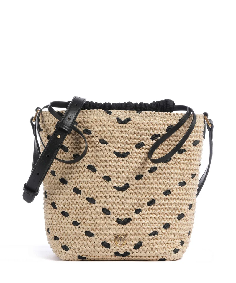 Pinko Sac seau paglia/nero/antique gold