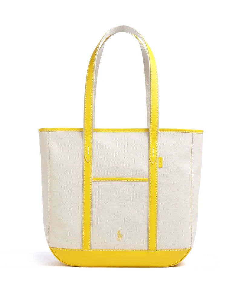Polo Ralph Lauren Canvas Medium Cabas ecru/racing yellow