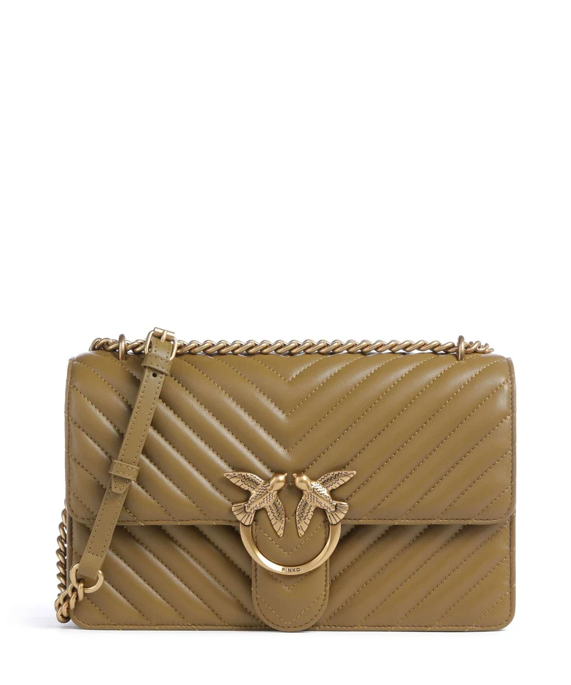 Pinko Love One Classic Sac porté épaule verde canguro/antique gold