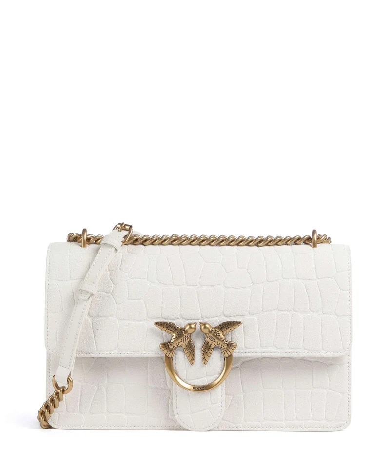 Pinko Love One Classic Sac porté épaule bianco nembo/antique gold