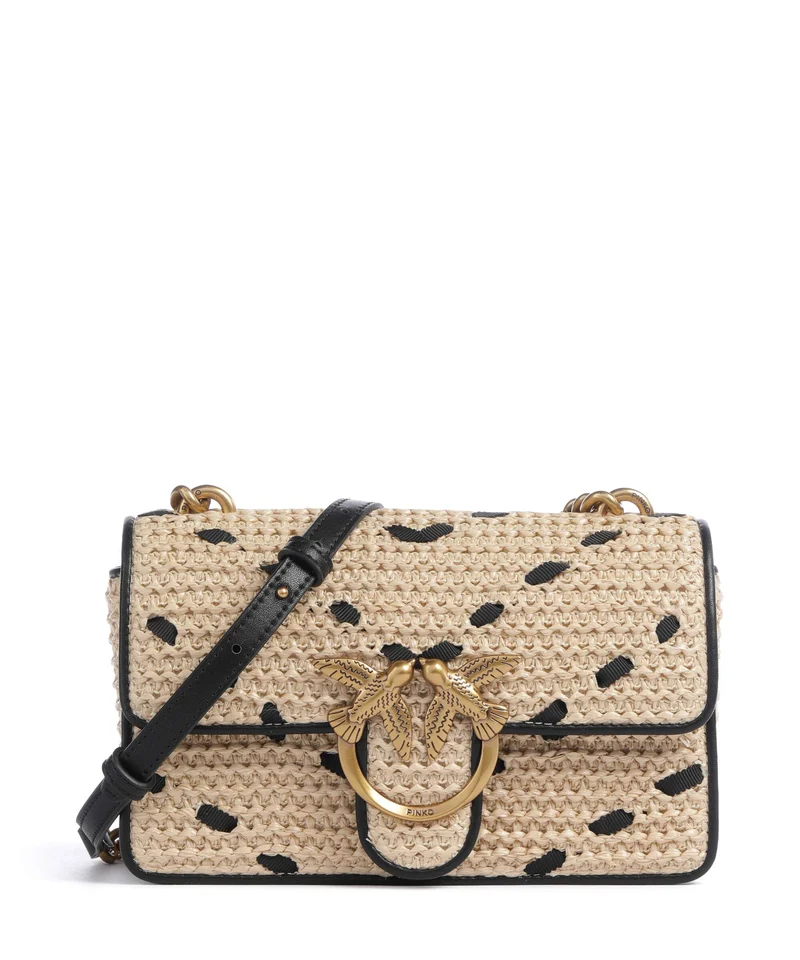 Pinko Love One Mini Sac bandoulière paglia/nero/antique gold