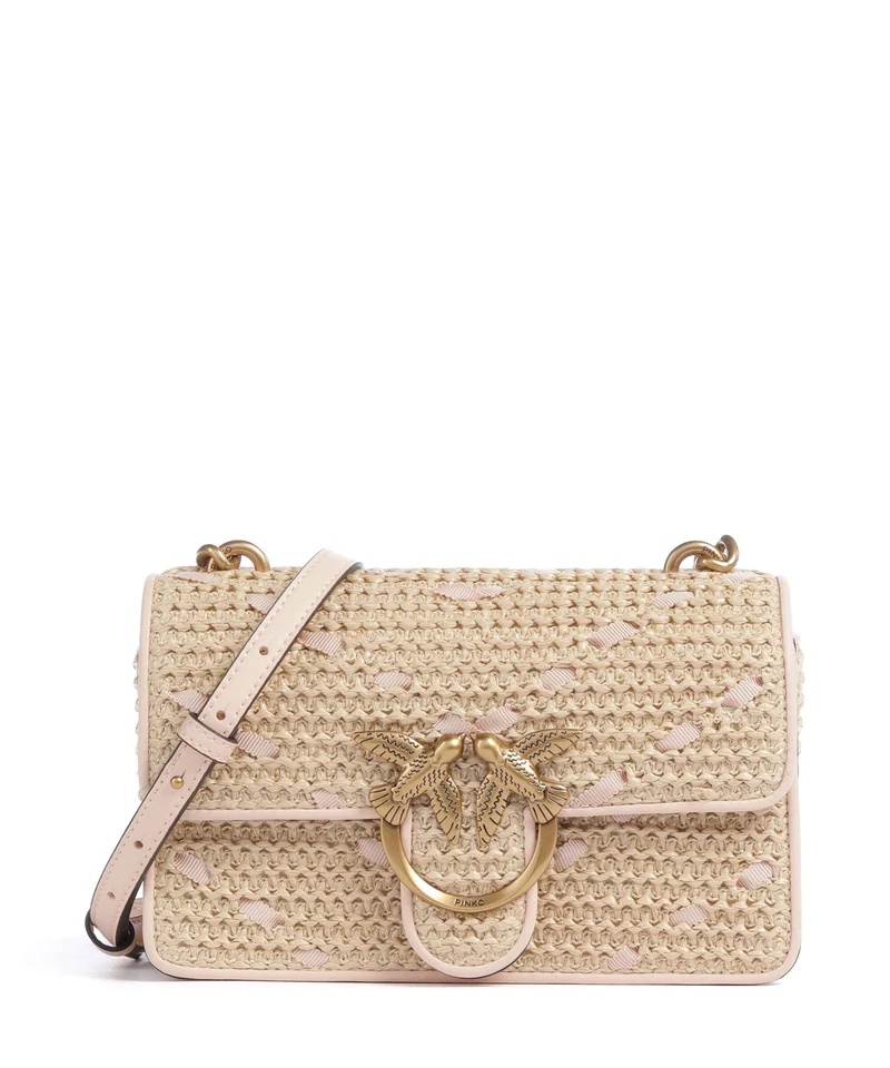 Pinko Love One Mini Sac bandoulière paglia/rosa/antique gold