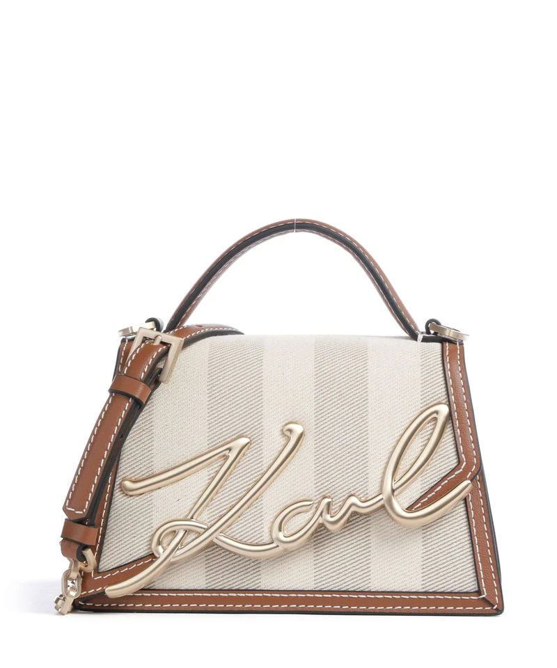 Karl Lagerfeld K/Signature 2.0 Small Sac bandoulière natural canvas/tan