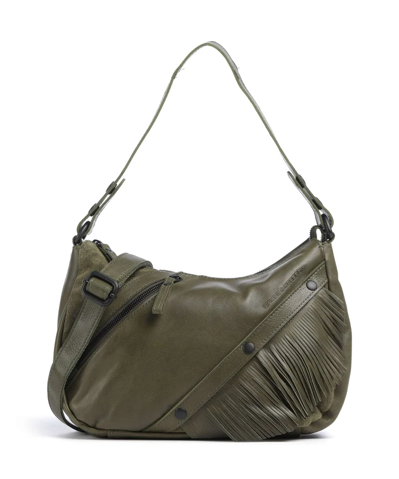 Spikes & Sparrow Suede Mix Jadeline Sac porté épaule green