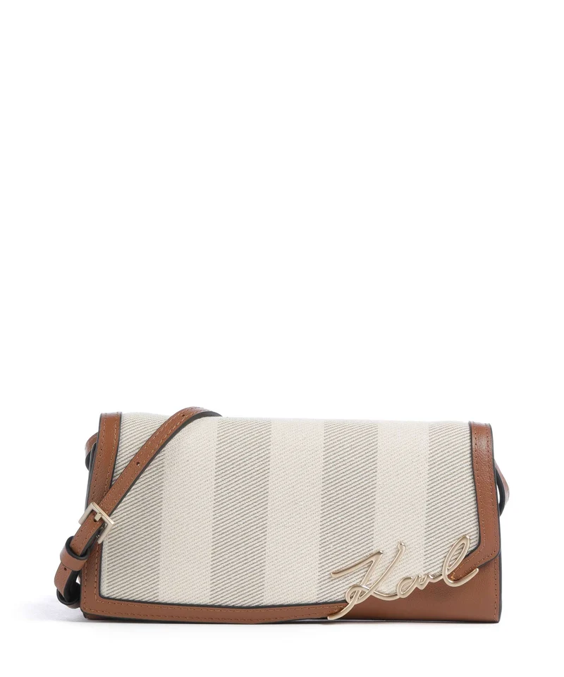 Karl Lagerfeld K/Signature Mini Sac bandoulière natural canvas/tan