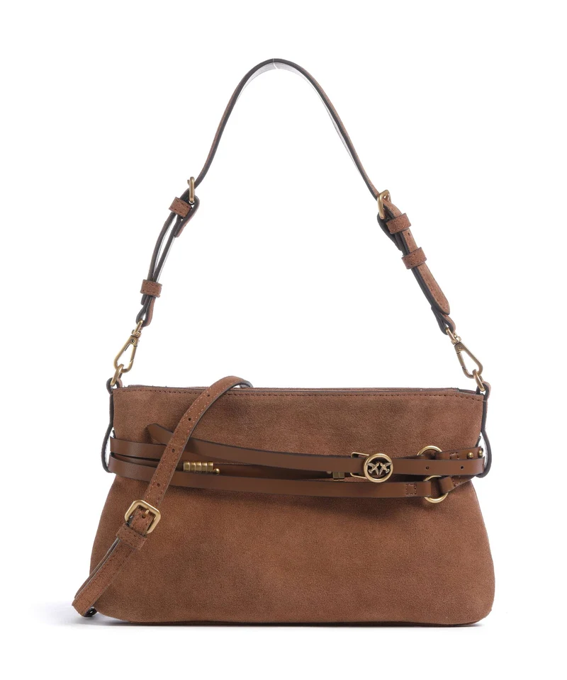 Pinko Belt Mini Sac porté épaule marrone/leone/antique gold