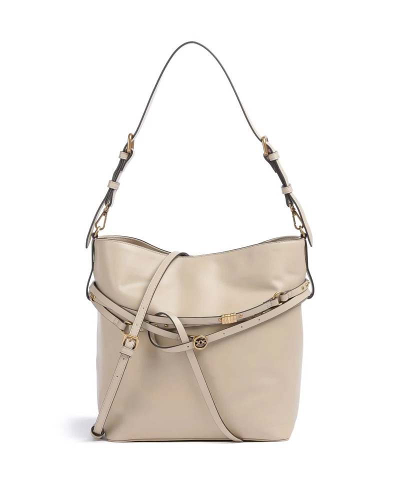 Pinko Belt Classic Sac seau beige/grigio fumo/antique gold