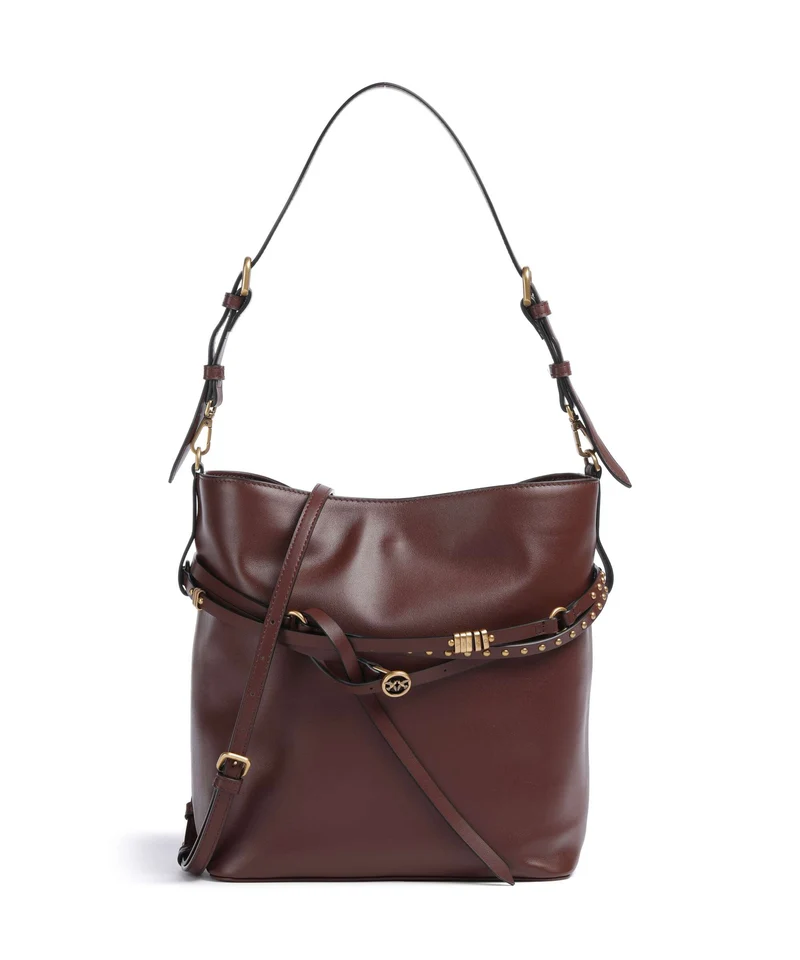 Pinko Belt Classic Sac seau burgundy wine/antique gold