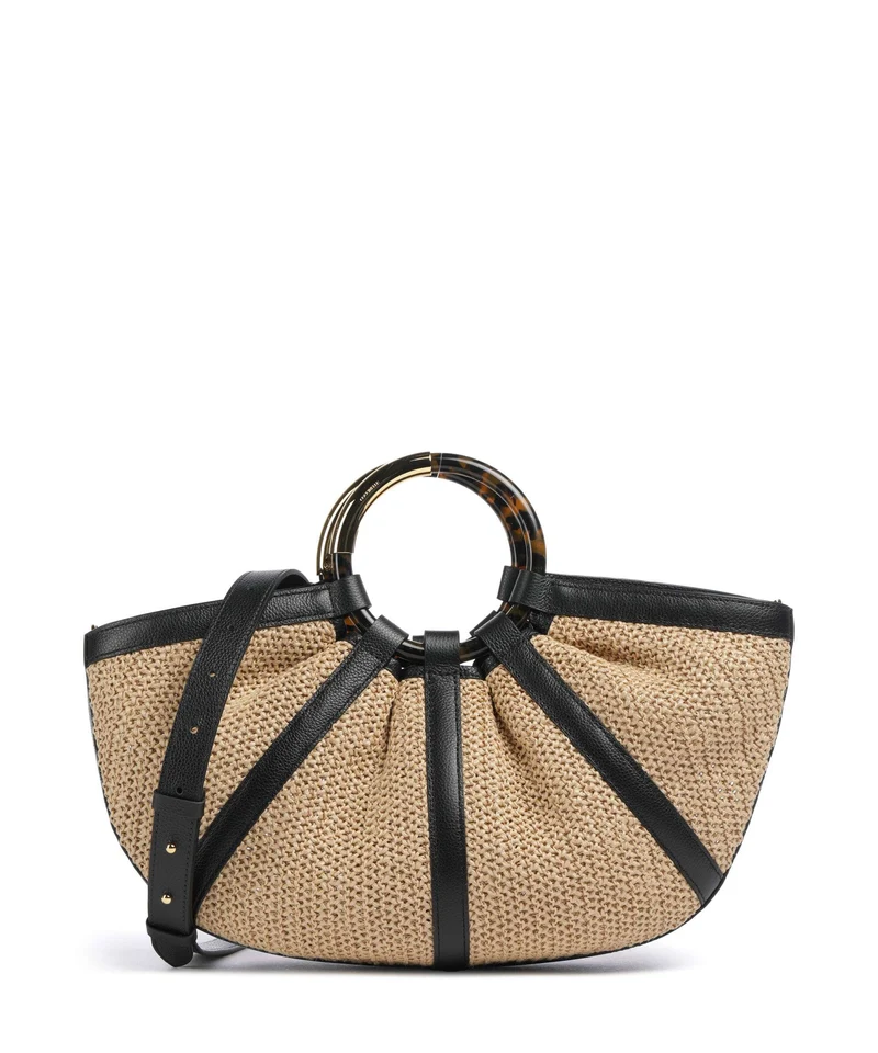 Coccinelle Shell Straw Sac à main natural/noir