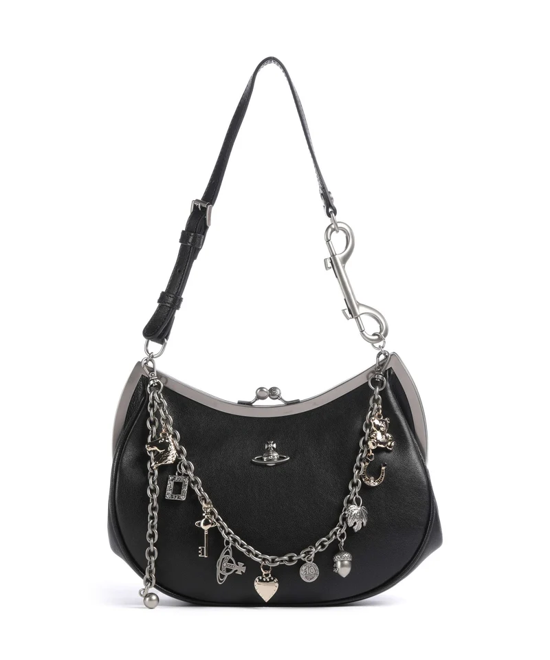 Vivienne Westwood Charm Frame Supple Sac porté épaule black/dark silver
