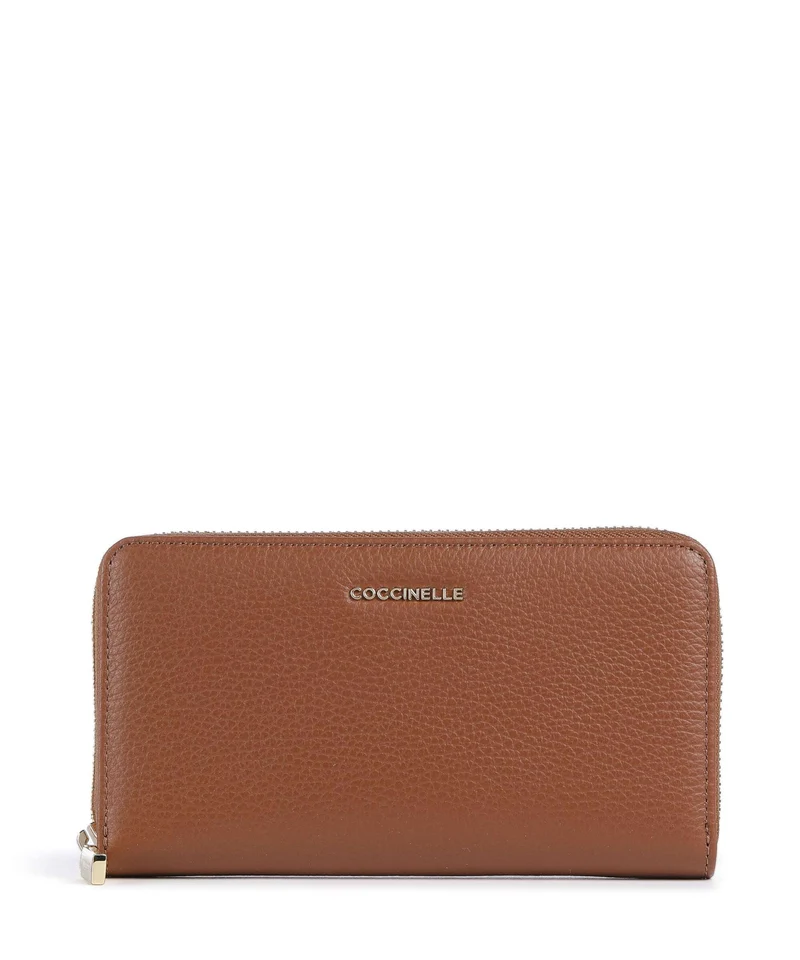 Coccinelle Metallic Soft Portefeuille cognac