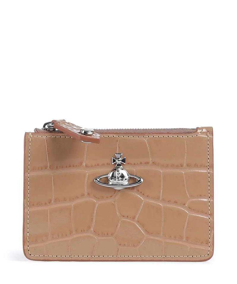 Vivienne Westwood Embossed Croc Slim Étui à cartes crédit dusty pink
