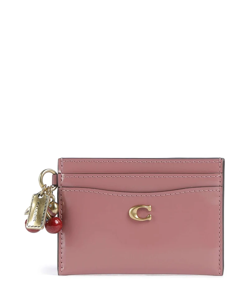Coach Essential Spazzolato Étui à cartes crédit peony