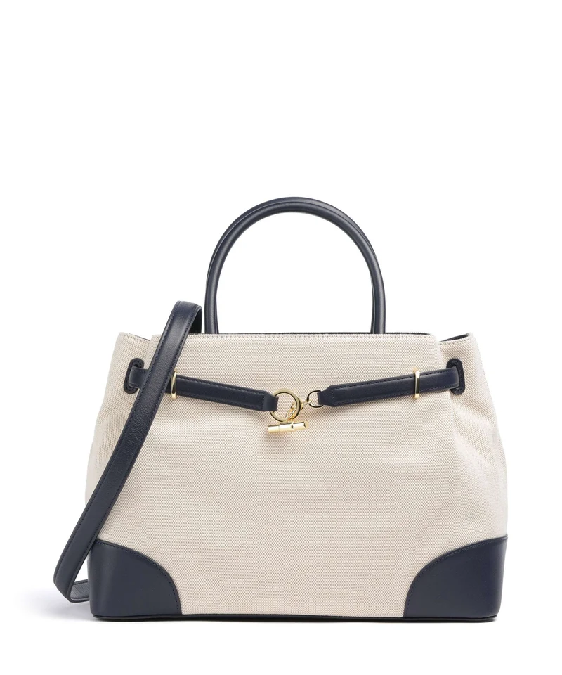 Lauren Ralph Lauren Blaike Large Sac à main natural/buff canvas/refined navy