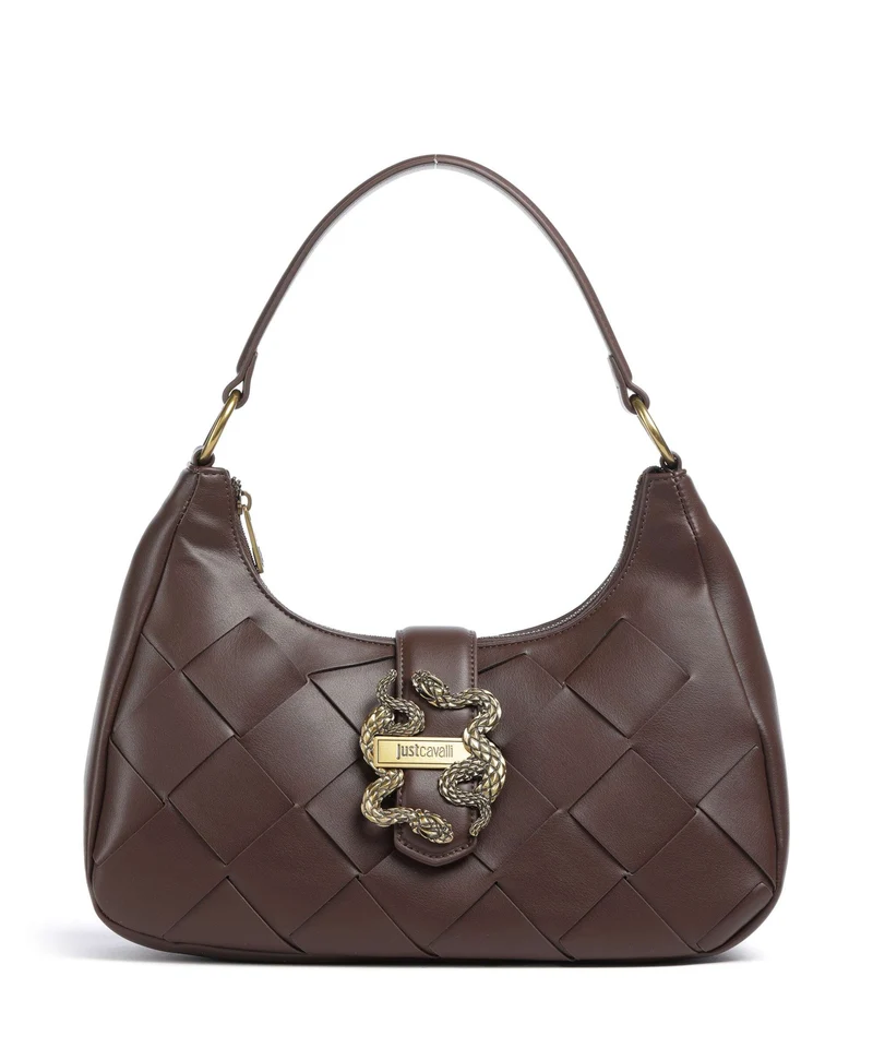 Just Cavalli Iconic Snakes Braided Sac porté épaule black coffee