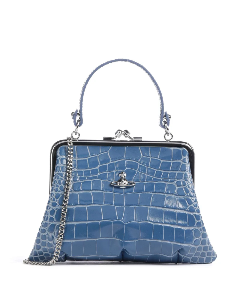 Vivienne Westwood Granny Frame Embossed Croc Sac à main blue
