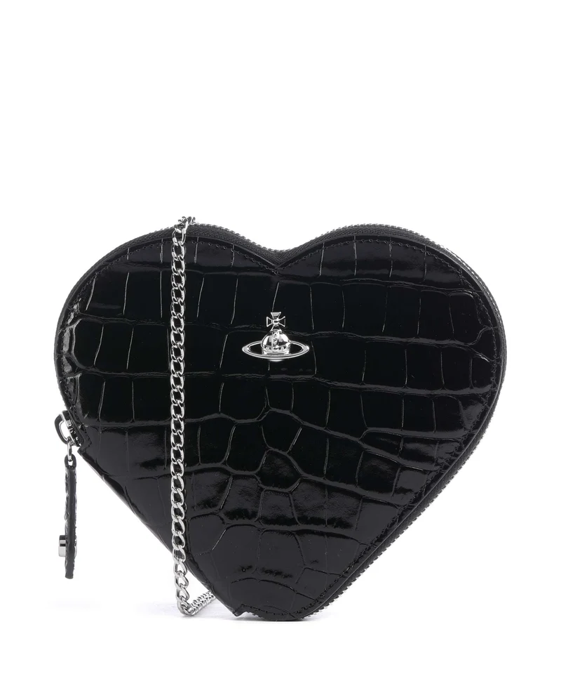Vivienne Westwood Heart Embossed Croc Sac bandoulière black
