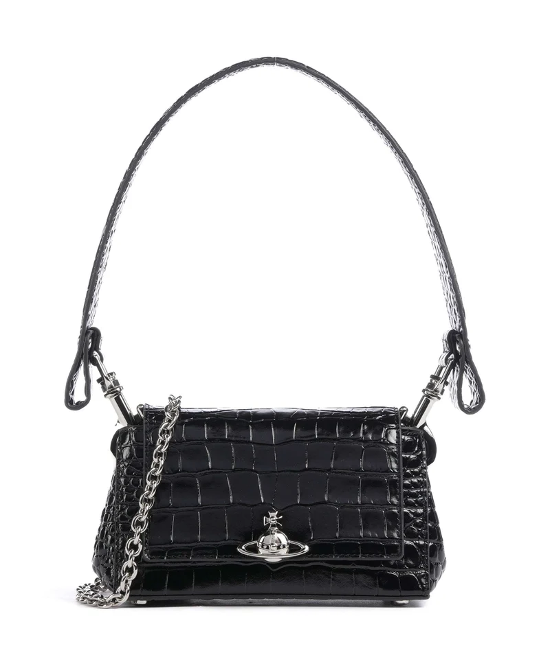 Vivienne Westwood Hazel Embossed Croc Small Sac porté épaule black