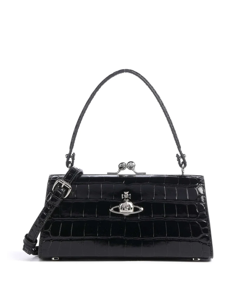 Vivienne Westwood Doll Frame Embossed Croc XL Sac à main black