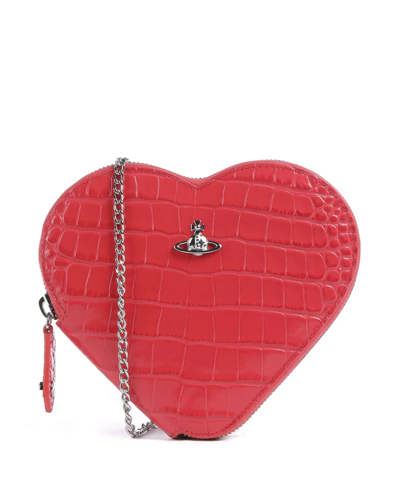 Vivienne Westwood Heart Embossed Croc Sac bandoulière coral