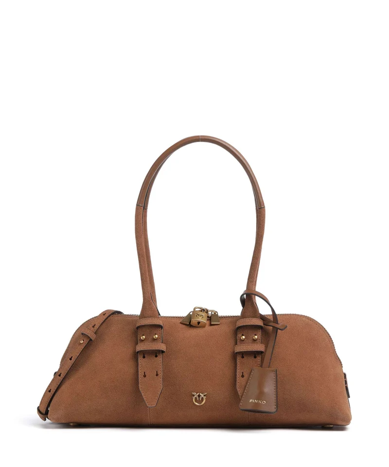 Pinko Bowling Horizontal Big Sac porté épaule marrone/leone/antique gold