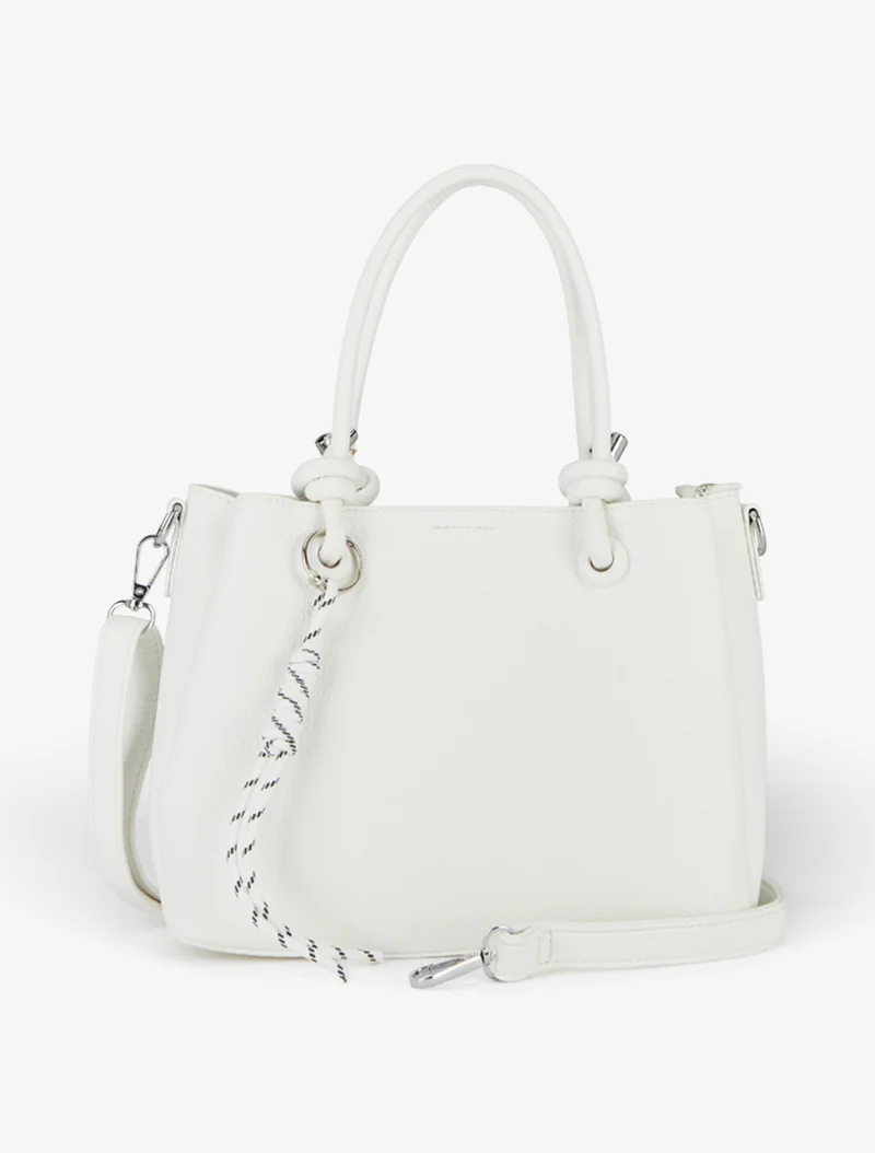 Sac à main grainé avec bijou - Blanc