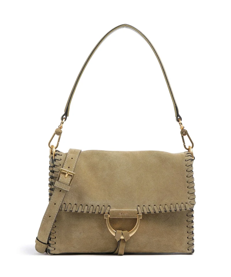 Abro Suede Temi Stitch Sac porté épaule mud