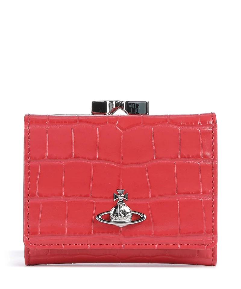 Vivienne Westwood Frame Embossed Croc Small Portefeuille coral