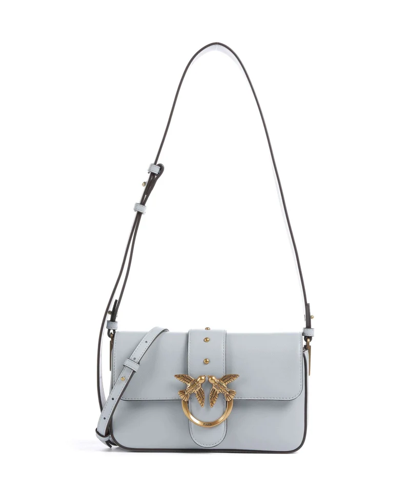Pinko Love One Mini Slouchy Sac porté épaule azzurro celeste/antique gold