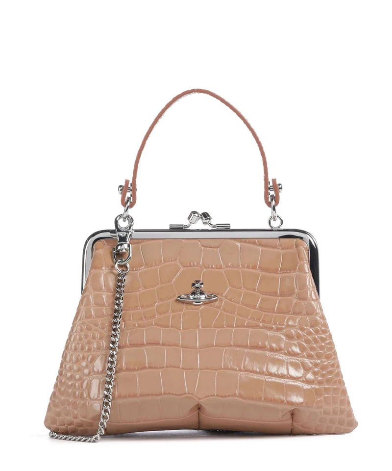 Vivienne Westwood Granny Frame Embossed Croc Sac à main dusty pink
