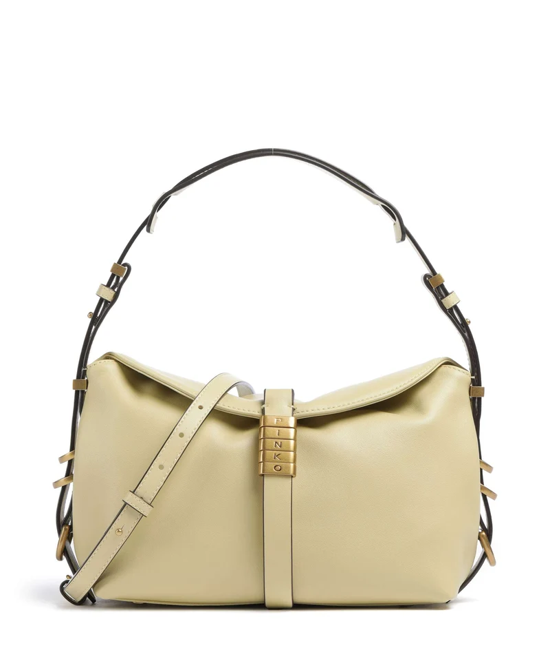 Pinko Saddle Horizontal Mini Sac porté épaule giallo vaniglia/antique gold