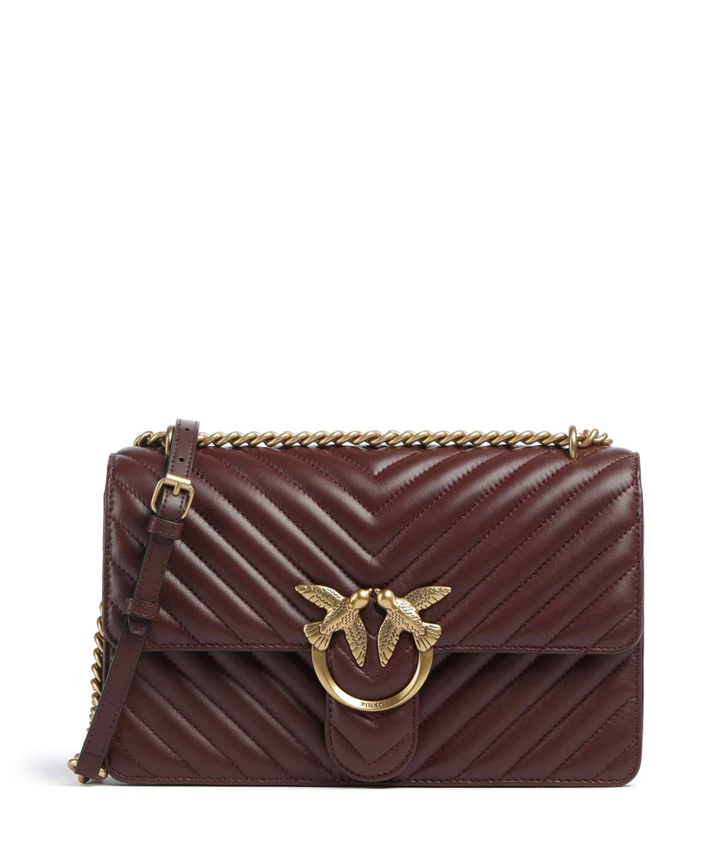Pinko Love One Classic Sac porté épaule rosso vino/antique gold