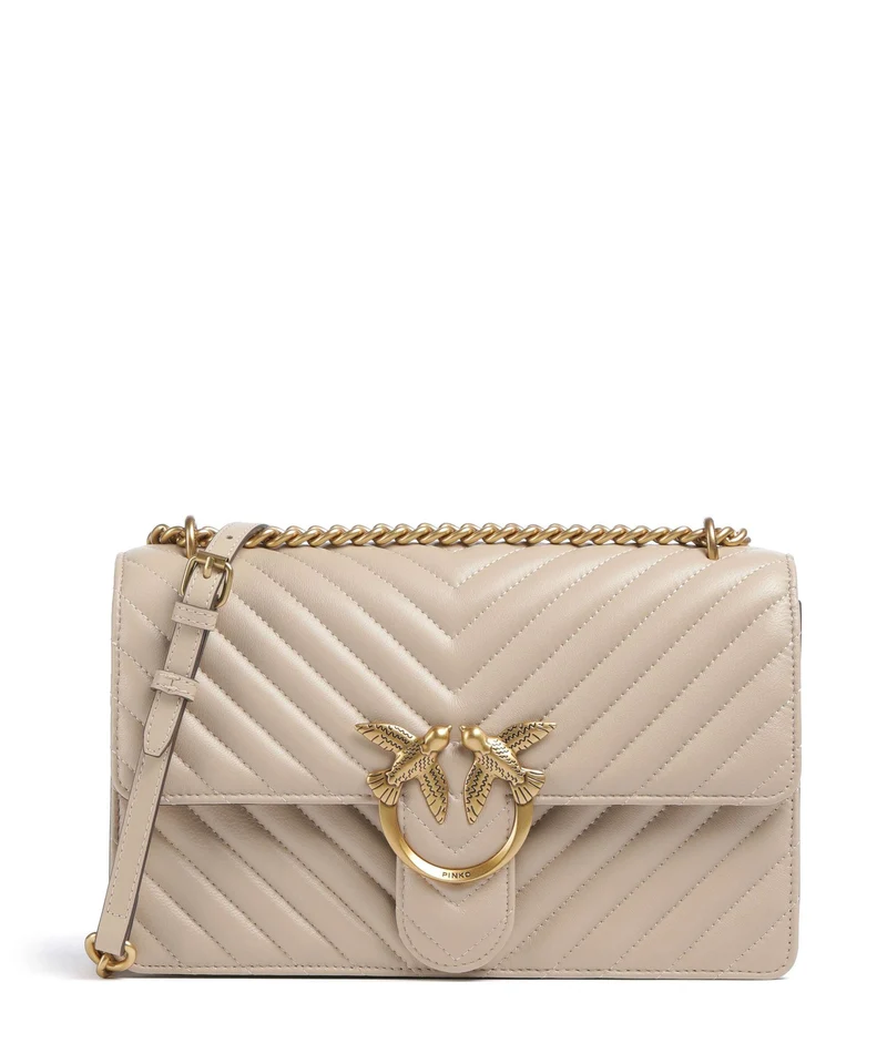 Pinko Love One Classic Sac porté épaule beige/grigio fumo/antique gold