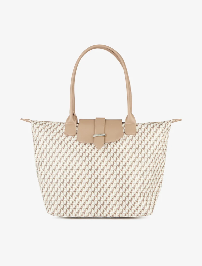 Sac cabas imprimé graphique - Beige