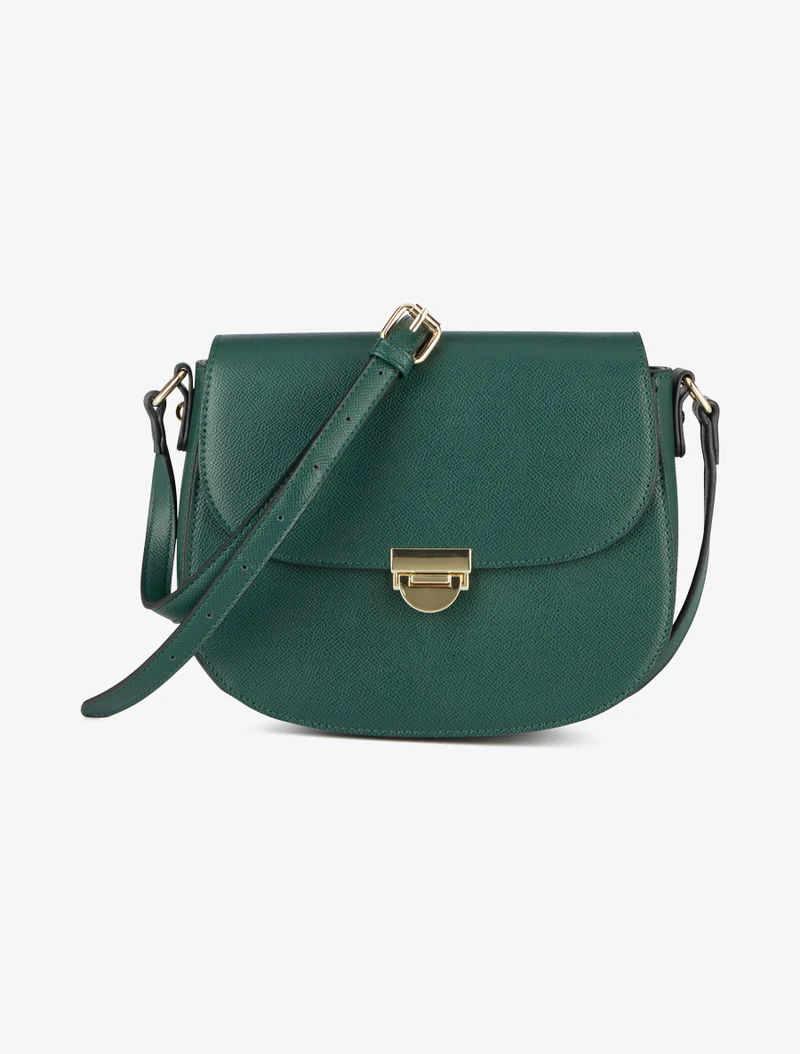 Sac besace Valene effet grainé - Vert sapin