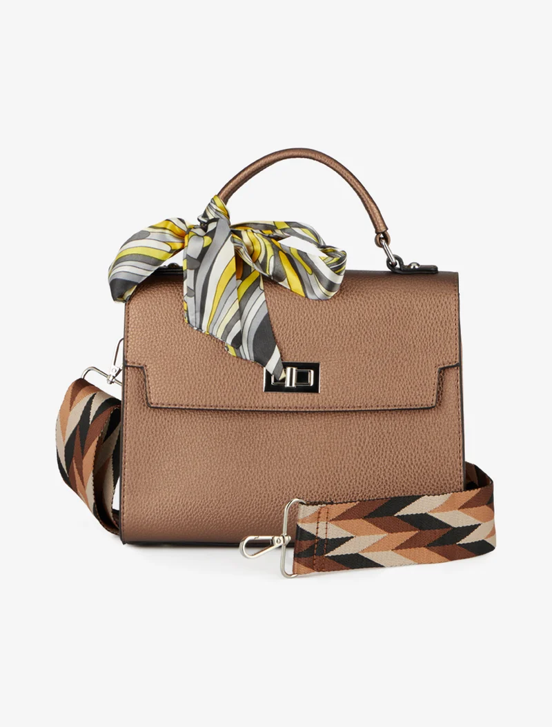 Sac Diana simili nacré grainé - Marron glacé