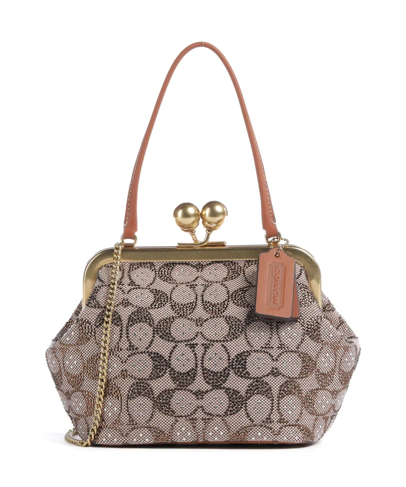 Coach Kisslock Frame Crystal Signature Jacquard Sac à main burnished amber