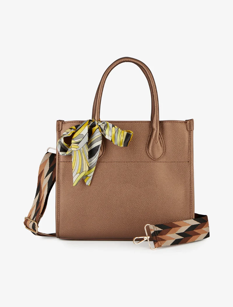 Sac à main Kate effet grainé nacré - Marron
